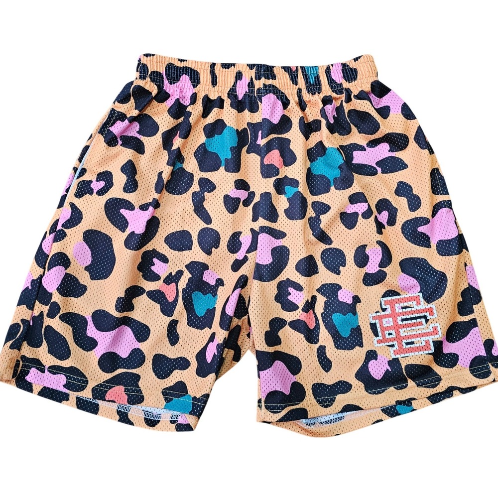 Eric Emanuel Mesh Basketball Shorts Mens XL Leopard Print Orange EE Cheetah